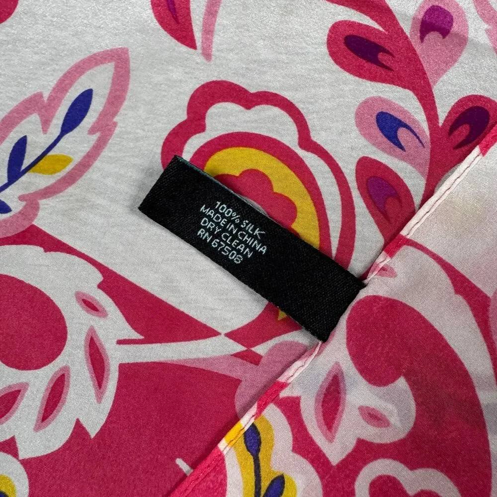 Cynthia Rowley Pink Silk Scarf Floral Y2K Resort Preppy Coastal Chic